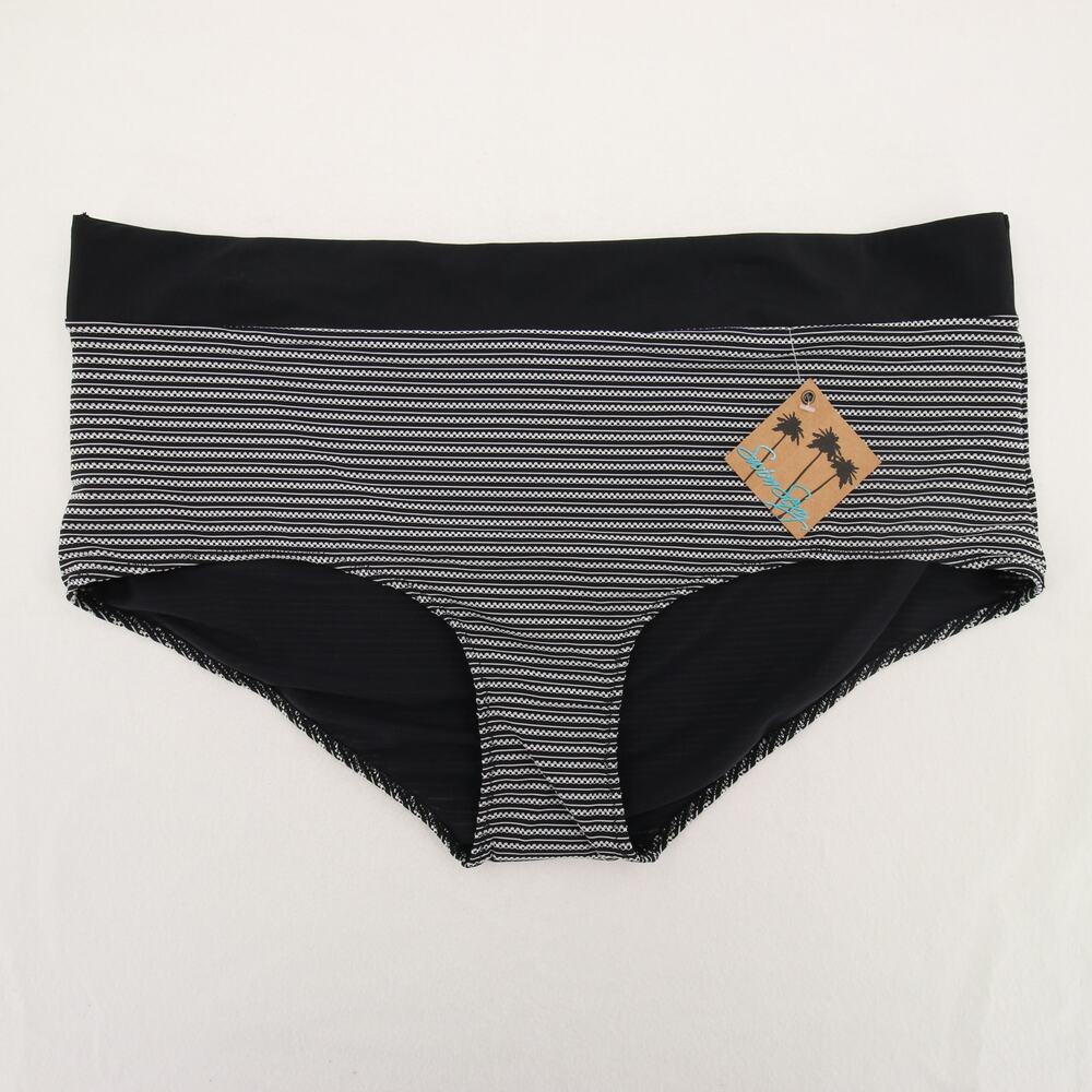 Swimsuits For All Bikini Bottoms Black White Striped Hipster Swim Size 24 NWT